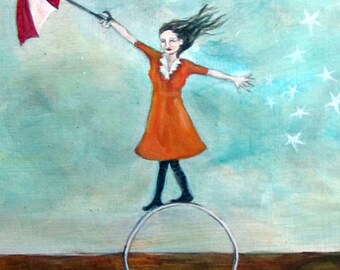 HAND SIGNED Art Print / Circus Girl Art Print / 5x7 OR 8.5 x 11 Hand Mounted Hand Signed Art Print "Life is a Balance"