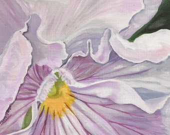 HAND SIGNED Art Card / Pansy Painting / Hand Mounted Hand Signed Art Card- "Lilac Ruffles"