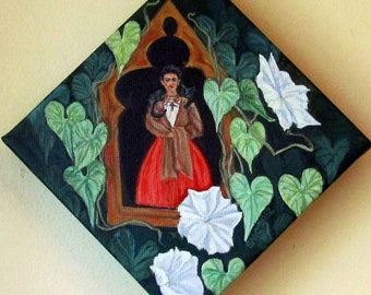 Frida Kahlo homage |Original Acrylic Painting | "In the House of Spirits" - Featuring Frida Kahlo