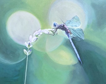 HAND SIGNED Art Card / Dragonfly Art Print 5x7 OR 8.5x11 Hand Mounted Hand Signed Art Print- "Just wing it!"