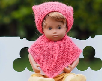 Sasha  Baby 12" Doll Poncho and Hat Easy Knitting Pattern