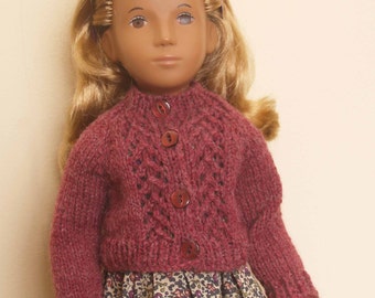 Sasha 16" 17" Doll Lace Panel Raglan Sleeve Cardigan Knitting Pattern