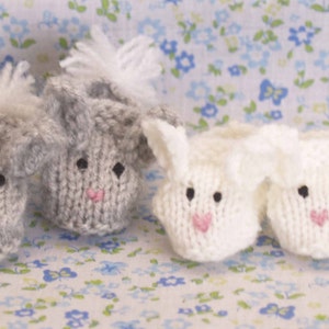 Sasha 16&quot;  and Baby 12&quot; Doll Bunny Slippers  Knitting Pattern