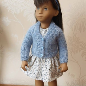Sasha 16" 17" Doll V Neck Cardigan with Cable Twist Knitting Pattern