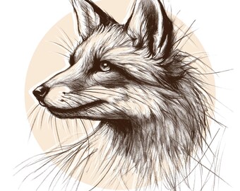 Fox Pencil Drawing | Hand-drawn | Fine Art Giclée Print | A4 & A3 | Archival Quality in Multiple Tints