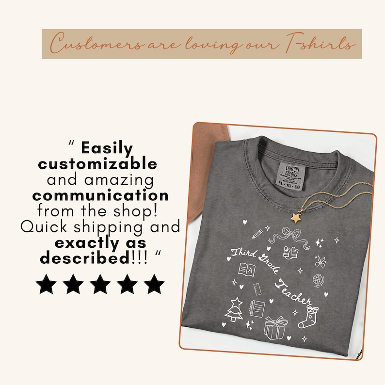 Pepper Tree Line Drawing Third Grade Teacher Christmas Shirt, Comfort Colors® 3rd Grade Teacher ...