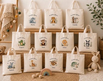 Tote bag personalisable école crèche nounou, sac affaires enfant - Rentrée personnalisé - prénom au choix