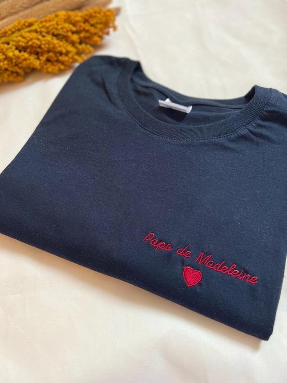 Tee shirt T-shirt personnalisé, brodé avec Texte/prénom au choix 100% coton