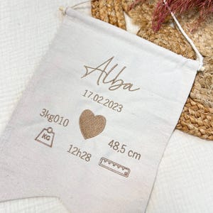 Embroidered personalized decorative pennant with birth information