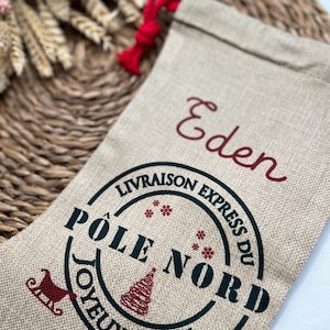 North Pole Christmas stocking to personalize with the first name of your choice - personalized