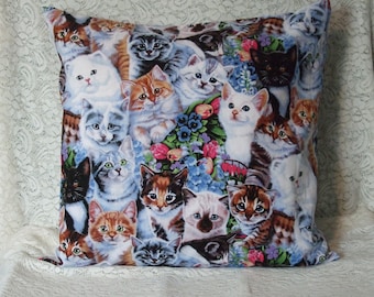 Cat Throw Pillow Covers * Cats all over* Flowers* Cat pillow covers* Cotton Pillow covers* Kitty covers