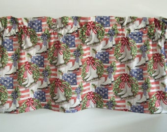 U.S.A. Curtain Valances *Ice skates* Winter valances* Cotton valances* Ice skate fabric* U.S.A. valances*American flag