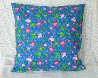 Flamingo Throw Pillow Cover -Flamingos * Palm trees* Flamingo pillow covers* Pillow covers* Tropical pillow covers