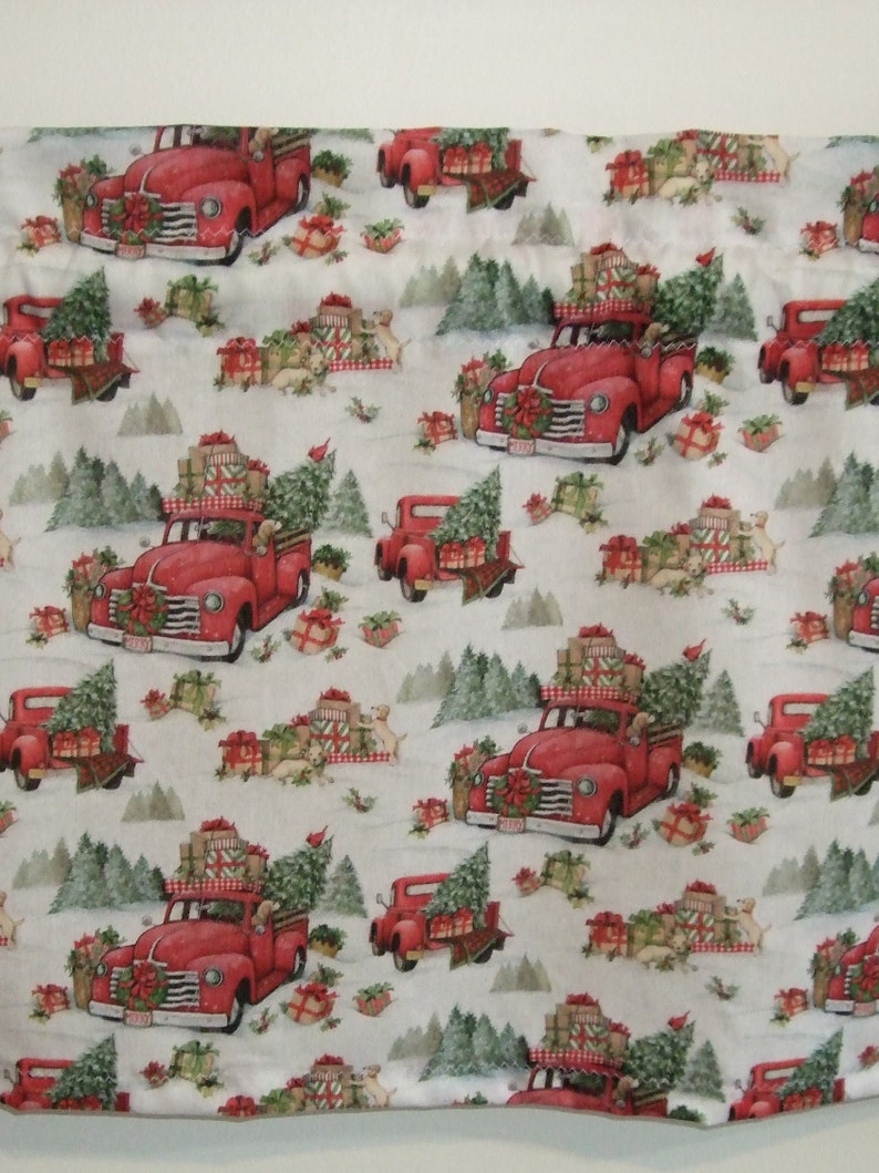 Christmas Curtain Valance Trucks /puppies/ Presents/ Christmas Trees