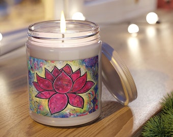 Lotus Flower Soy Candle Birthday Gift for Wife, Sister or Friend