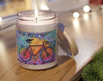 Bike and Raven Scented Soy Candle - Gift for Bicyclist, Cyclist, Adventurer