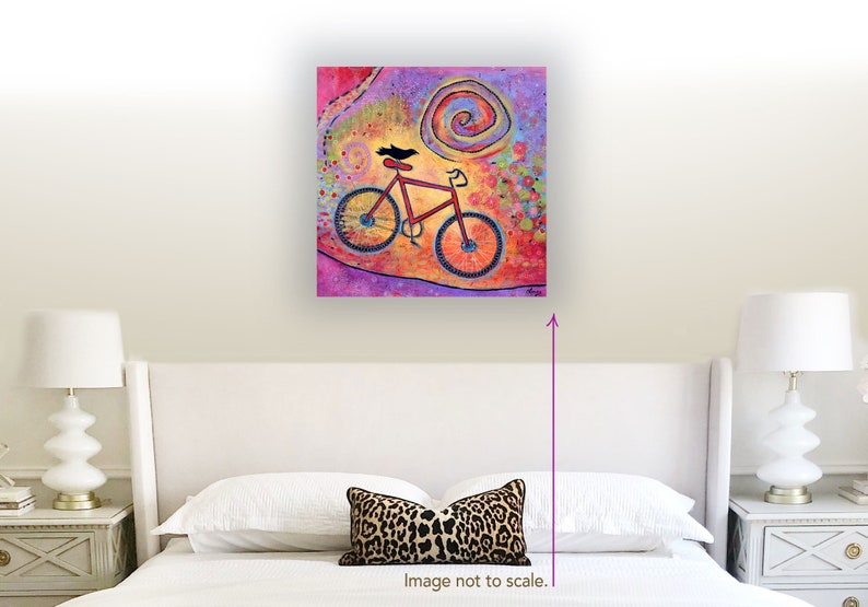 Colorful Bike and Raven Print, Whimsical Bird Art Print, Artwork for Kids Room, Fun Gift for Women image 6