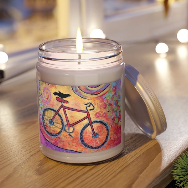 Biker Raven Soy Candle Scented Cotton Wick - Birthday Gift for Her