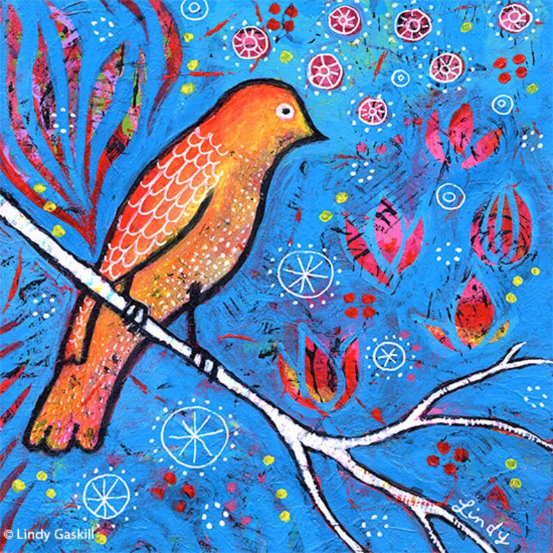 Orange Bird Print 8 X 8 Bird Wall Art Titled Etsy