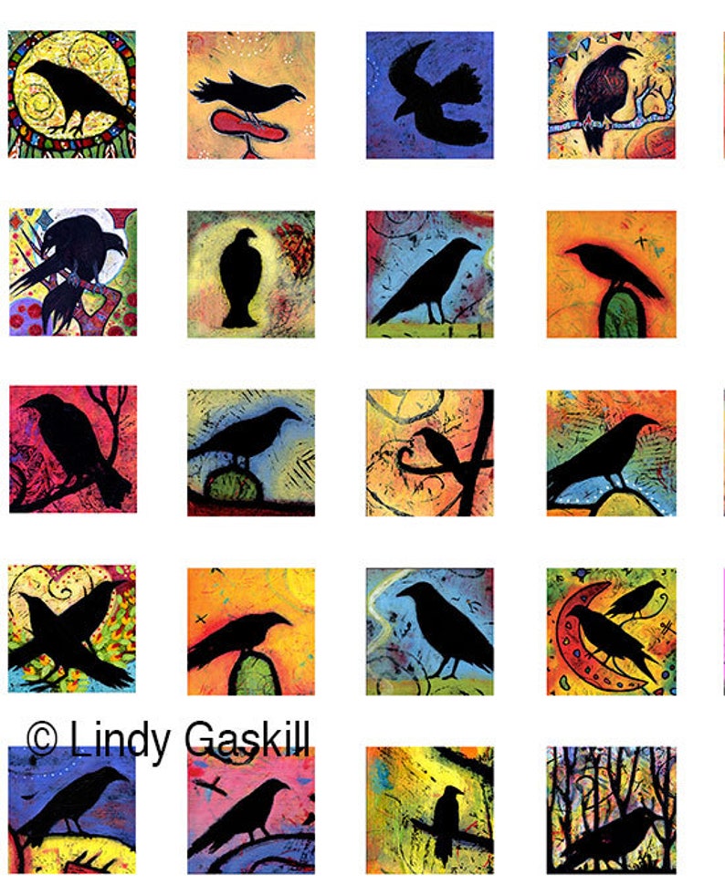 Blackbirds Crows and Ravens Digital Collage Sheet 42 1x1 | Etsy