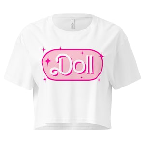 Women’s Bimbo Doll Crop Top, Cute Barbie Font Shirt