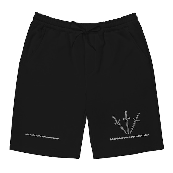 Men's Sword Fleece Shorts, Medieval Goth Alternative Pants
