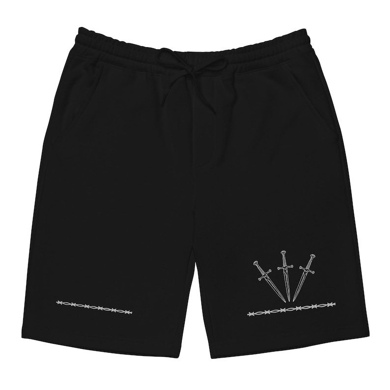 Men's Sword Fleece Shorts, Medieval Goth Alternative Pants