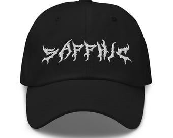 Sapphic Embroidered Dad Hat, Queer Lesbian Adjustable Black Cap