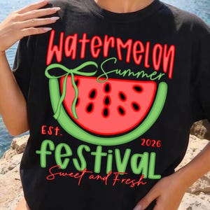Watermelon Summer Festival PNG Coquette Bow Sublimation Design Fruit Summer Vibes Est 2025 Digital Download DTF Graphic Shirt Transfer