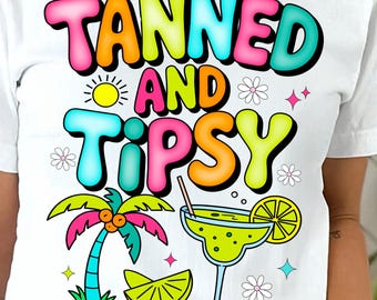 Tanned and Tipsy PNG: Retro Summer Clipart, Margarita Beach Trip (Digital Download)