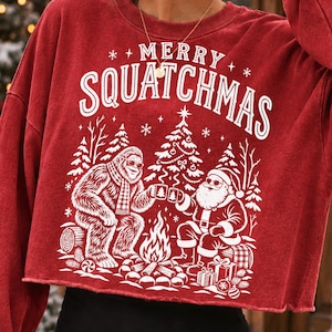 Merry Squatchmas PNG, Bigfoot Christmas PNG, Sasquatch Holiday Design, Funny Christmas Sublimation, Retro Xmas Shirt Clipart