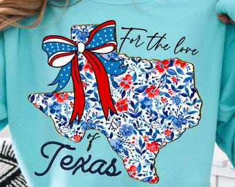 Floral Texas Map PNG Patriotic 4th of July Sublimation Design Texas Bow PNG USA Independence Day Digital Download America Graphic