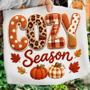 PNG de temporada acogedora: Calabaza retro con estampado de chenilla y estampado de leopardo a cuadros otoñales (descarga digital)