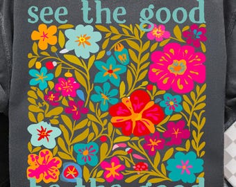 Be The Good Boho PNG: Retro Floral Sublimation Design (Digital Download)