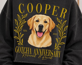 Custom Pet Gotcha Day PNG, Personalized Dog Portrait, Rescue Dog Gift (Digital File)
