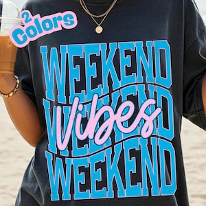 Weekend Vibes PNG Blue Distressed Weekend Shirt Sublimation DTF Design Trendy Summer Polka Dots PNG Digital Download