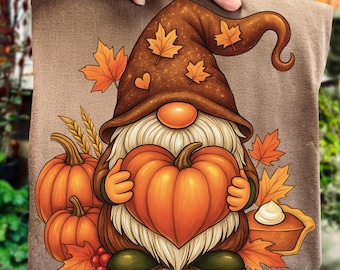 Sublimation de nain d'automne PNG, conception de chemise de Thanksgiving citrouille mignon, nain d'automne preppy confortable PNG pour sublimation et travaux manuels