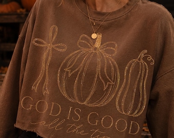God Is Good All the Time Pumpkin Bow PNG, Christian Fall Sublimation (4 Colors)