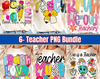 Lehrer Wertschätzung PNG Bundle: Retro Blumenmuster (Digitaler Download)