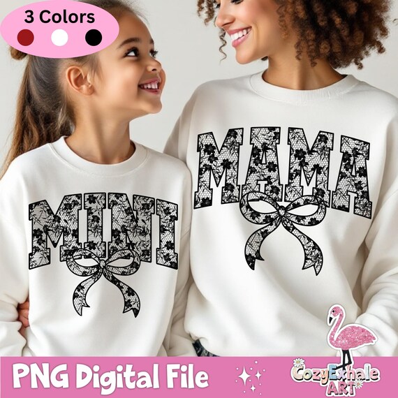 Floral Lace Mama Mini PNG: Coquette Mother's Day Design (Digital Download)