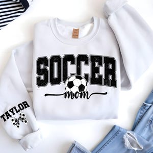 Personalized Soccer Mom PNG, Custom Name on Sleeve, Soccer Mama Design, Fall Season Gift, Gameday Shirt, Mother’s Day Soccer Gift PNG.