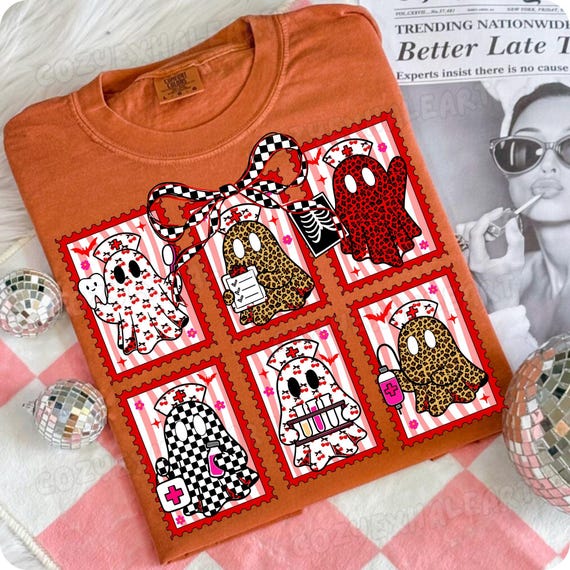 Preppy Nurse Halloween PNG: Leopard Ghosts, Boo Boo Crew (Digital Download