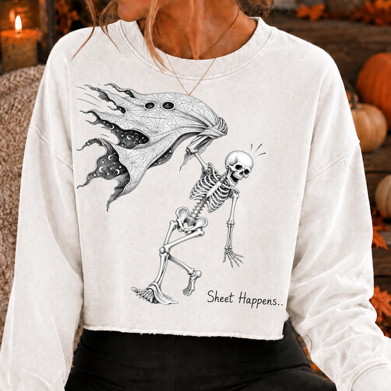 Funny Sheet Happens Skeleton Halloween PNG Digital Download