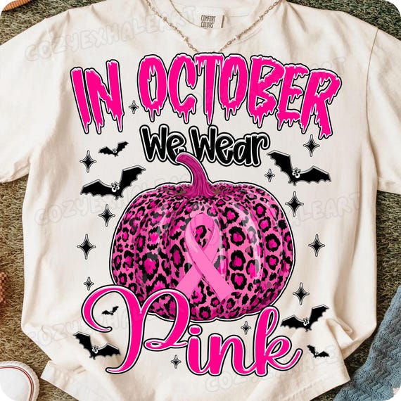 Retro Pink Pumpkin Breast Cancer Awareness PNG: Fall Sublimation Design (Digital Download