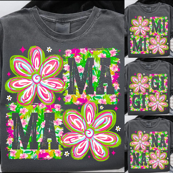 Floral Mama PNG Bundle: Retro Sublimation Designs (Digital Download