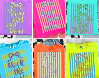 State Testing PNG Bundle Journée d'examens de l'enseignant Conception de chemise vous avez cette PNG Faites confiance à votre cerveau Rock the Test Sublimation Coquette Bow School
