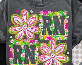 Floral RN Nurse PNG: Coquette Flower Stethoscope Design (Digital Download)