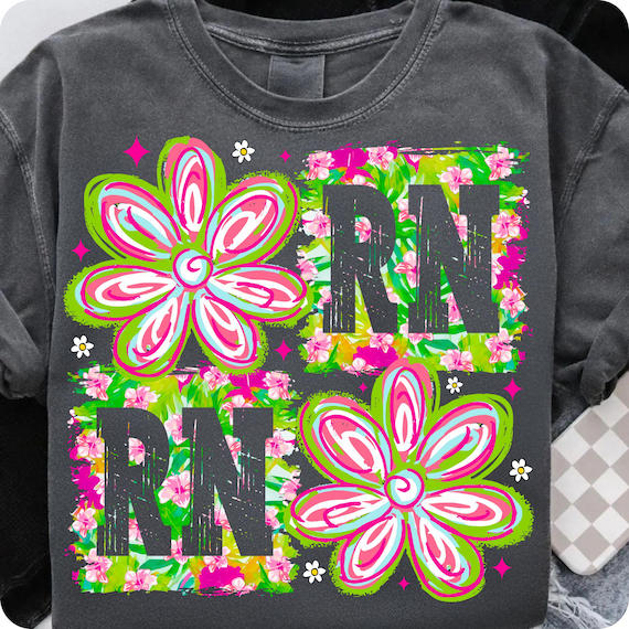 Floral RN Nurse PNG: Coquette Flower Stethoscope Design (Digital Download)