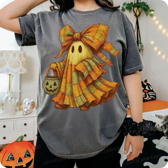 Retro Denim Ghost PNG: Spooky Coquette Clipart (Digital Download)
