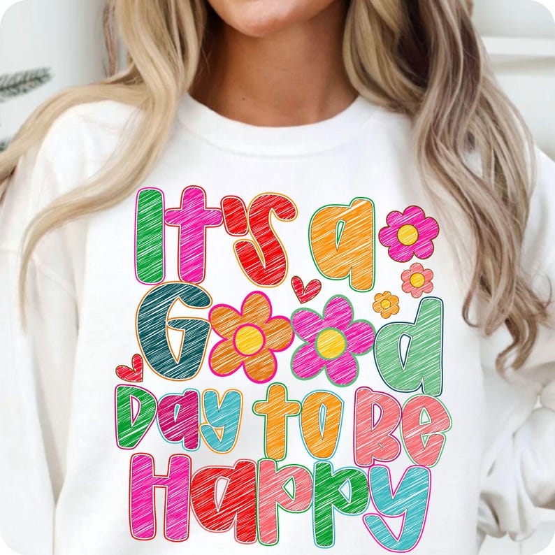 Image of Happy Day Wildflower PNG: Boho Mental Health Design (Digital Download)